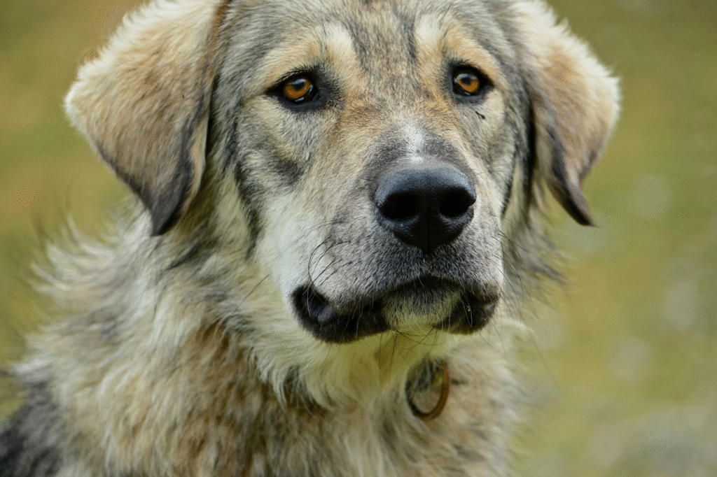 Dog body language showing calm and attentive expression