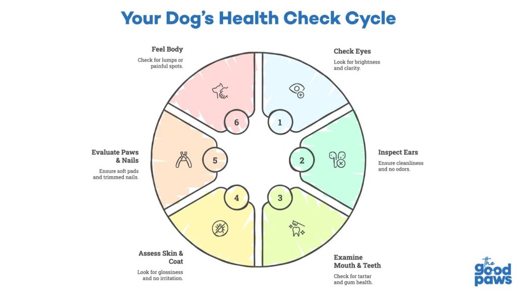 dog health check cycle infographic for home health check